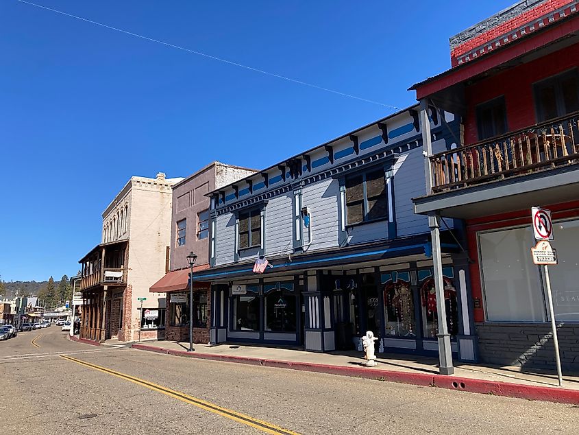 View of Main Street and Old Route 49 in historic downtown Jackson, California