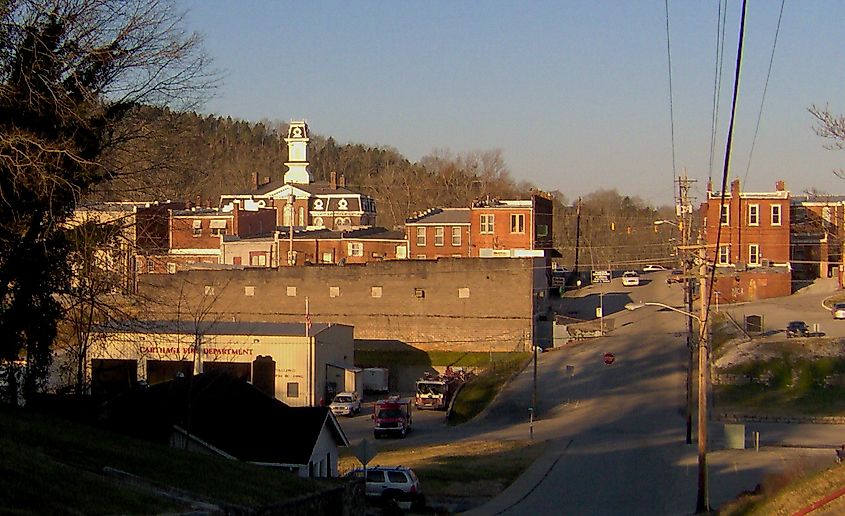 The courthouse square in Carthage, Tennessee.