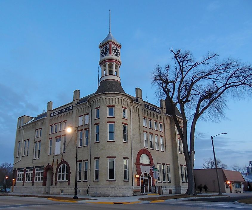 The City Hall building in Columbus, Wisconsin.