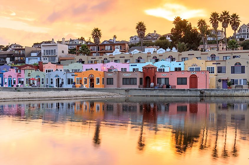 Sunset vibrancy in Capitola Village, Santa Cruz County, California, USA.