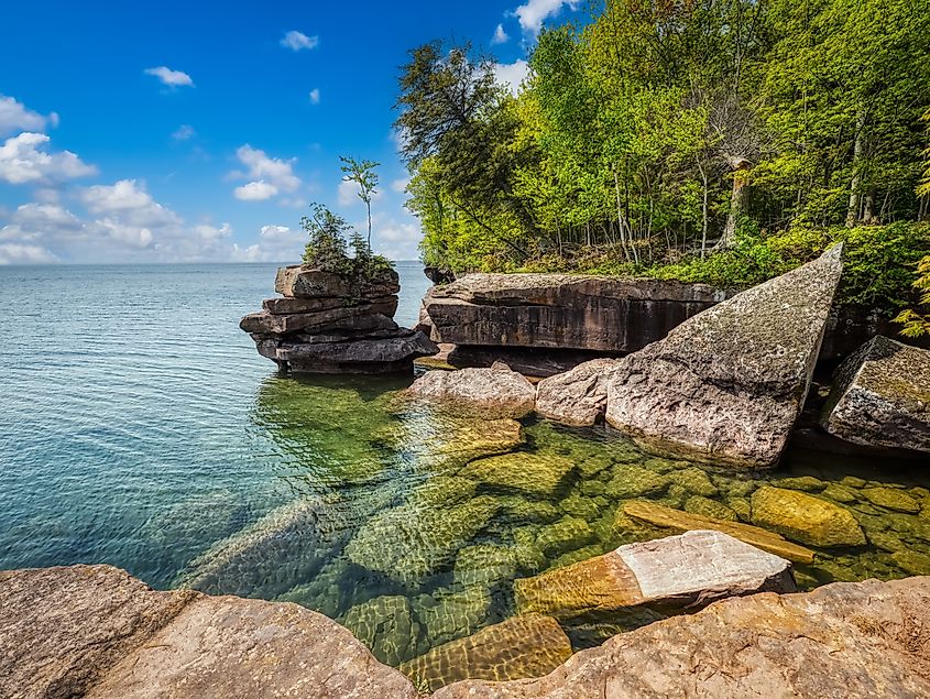 Rocks along the coast of Lake Superior in Wisconsin.