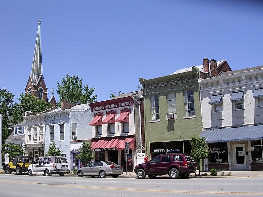 Downtown street in Madison, Indiana.