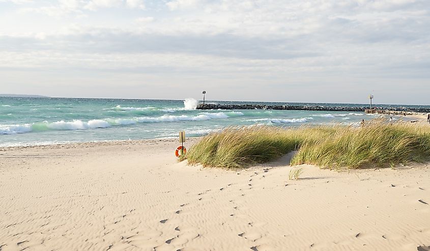Beautiful fall day in Leland, Michigan.