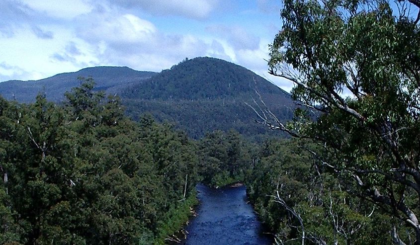 Huon River in summer, located on the valley floor.