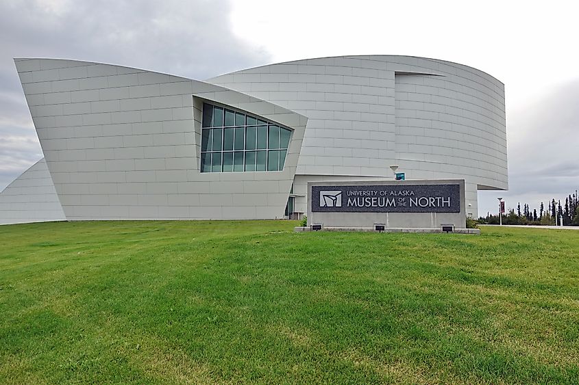 View of the University of Alaska Museum of the North located on the UAF campus in Fairbanks, Alaska.