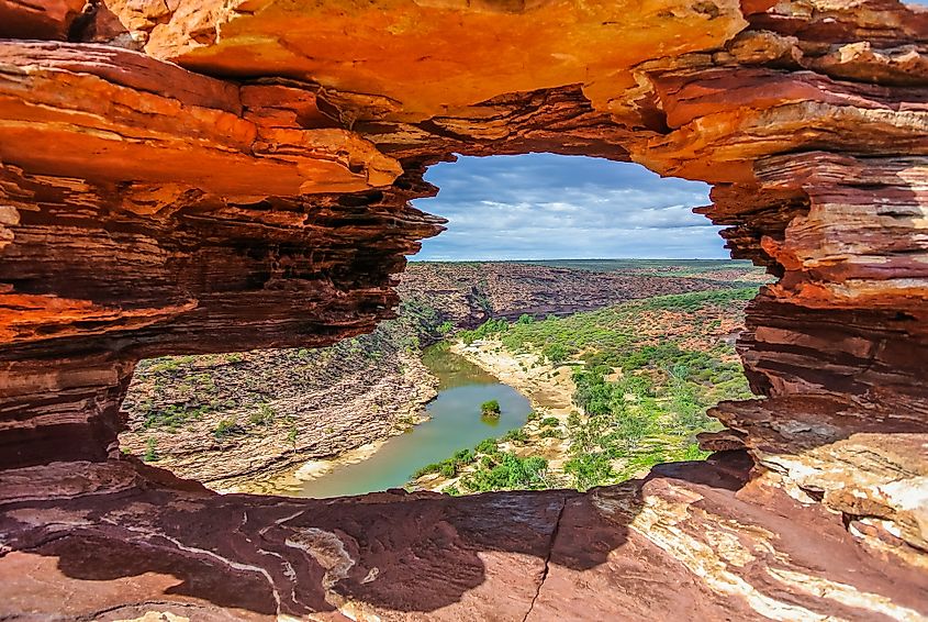 View of the Murchison River from Nature's Window in Kalbarri National Park in Western Australia.