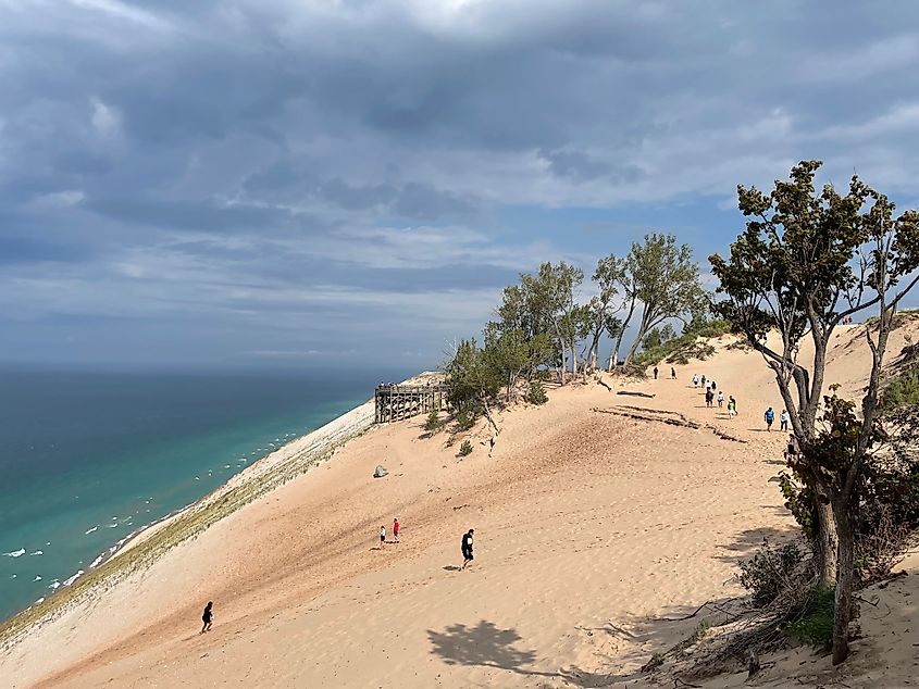 View of the dunes and the sheer drop into Lake Michigan from a unique vantage point.