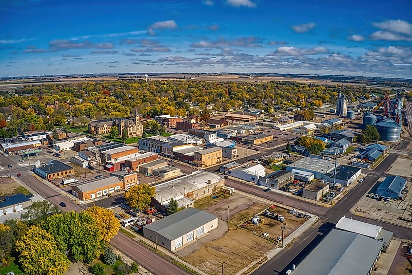 Aerial View of the Sioux Falls Suburb of Canton, South Dakota.