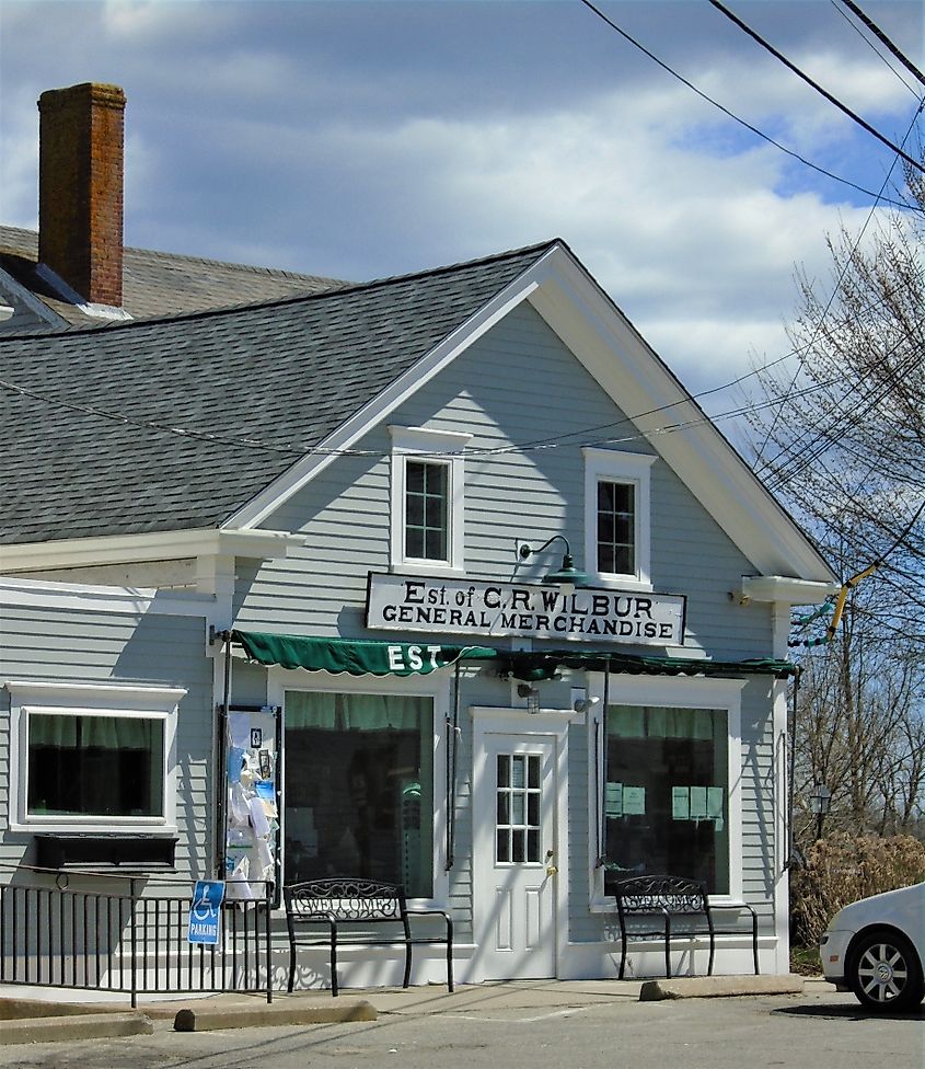 C. R. Wilbur’s General Merchandise Establishment on South Commons Road in the Little Compton Common Historic District, Little Compton, Rhode Island.