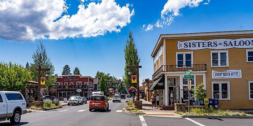 Main street view in downtown Sisters, Oregon