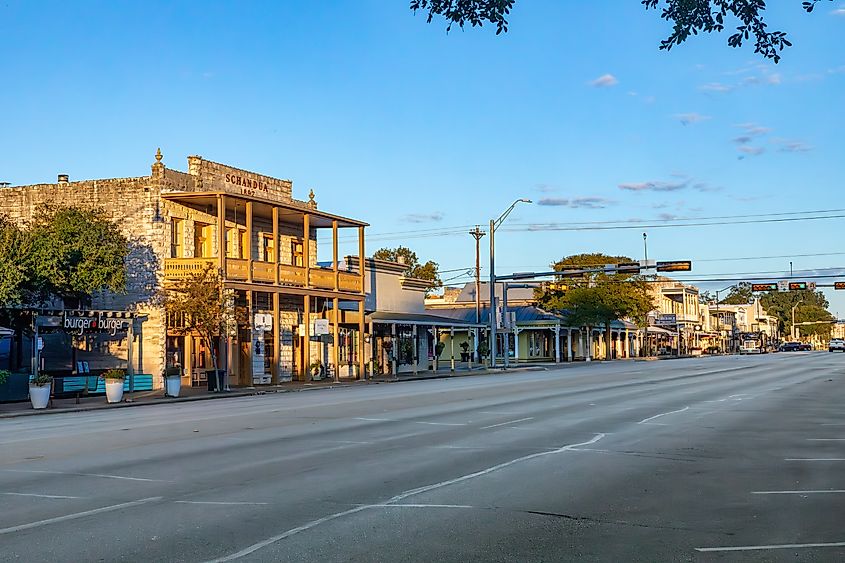 The Main Street in Fredericksburg, Texas.