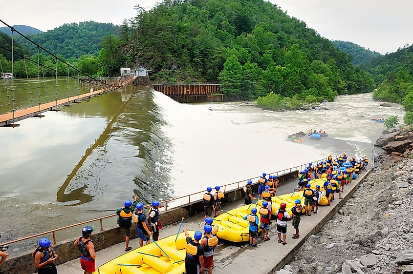 Whitewater rafting along the Ocoee River in Ducktown, Tennessee.
