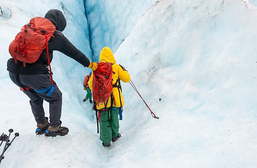 Visitors of all experience levels can try glacial hiking at Exit Glacier in Alaska.