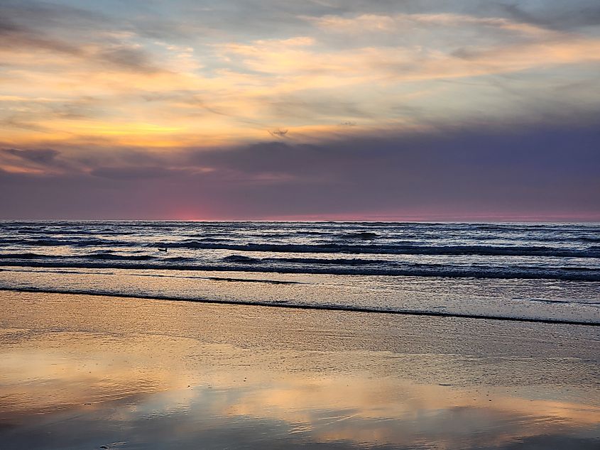 Beautiful sunset at Seaside, Oregon, Beach.