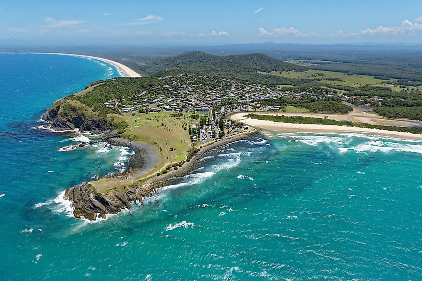 Aerial view over Crescent Head on the Mid North Coast of New South Wales, Australia