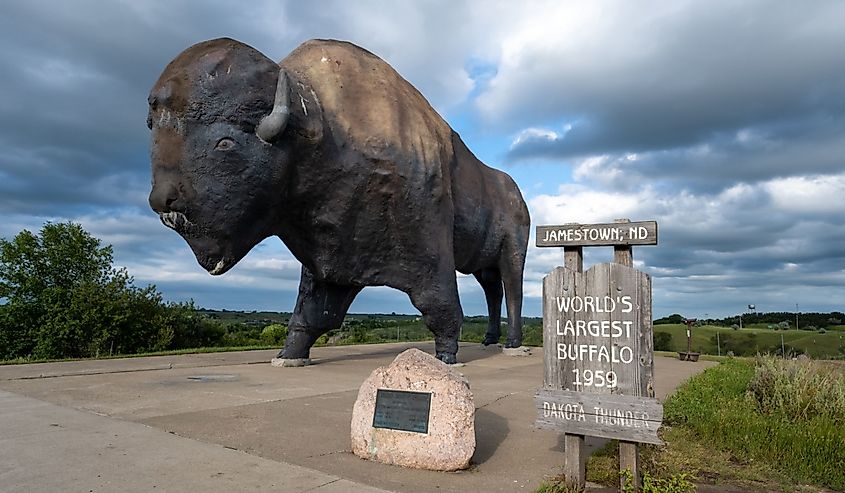 The World's Largest Buffalo Monument, created by sculptor Elmer Petersen in 1959.