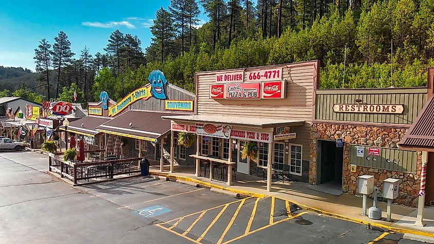 Local businesses in Main Street in Keystone, South Dakot