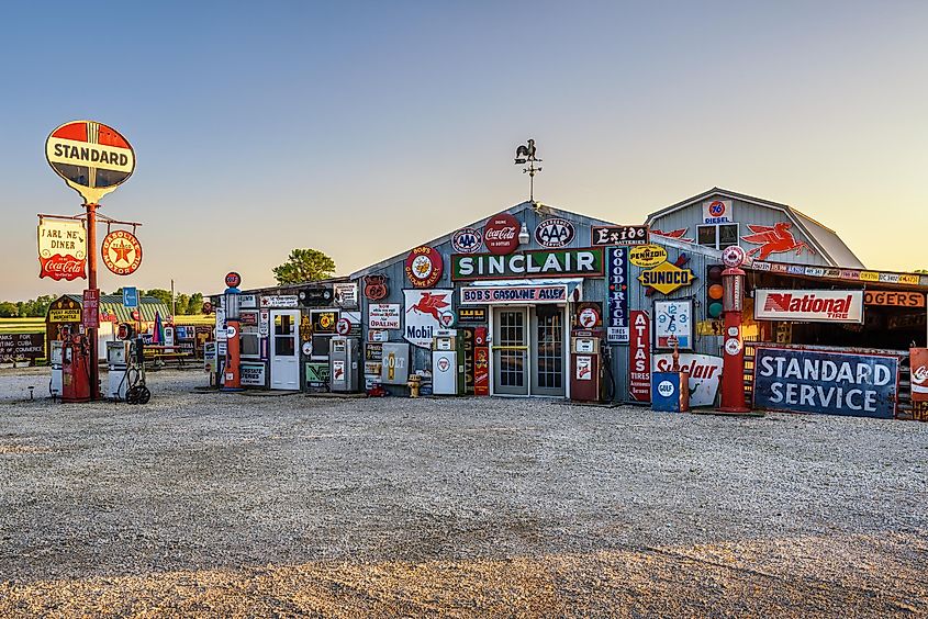 Bob's Gasoline Alley on historic Route 66 in Cuba, Missouri.