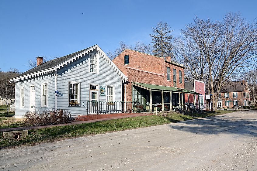 Street view in Bentonsport, Iowa, voa 