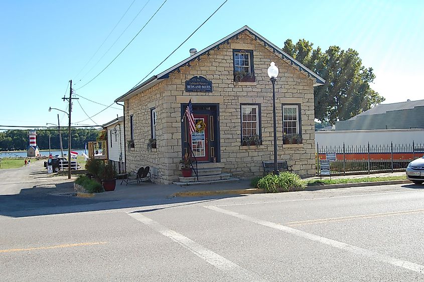 The Slaten-LaMarsh House, a historical building, in downtown Grafton, Illinois