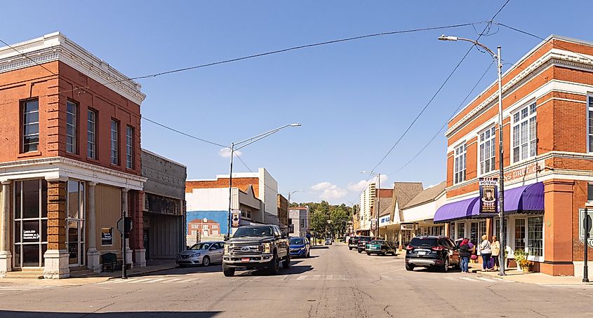 Poteau, Oklahoma: The old business district on Dewey Avenue, via Roberto Galan / Shutterstock.com