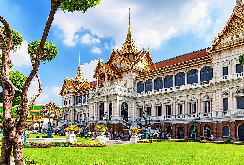 Royal grand palace in sunny day in Bangkok, Thailand.