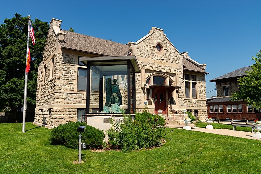 Exterior of the historic Waupun Carnegie Library in Waupun, Wisconsin.