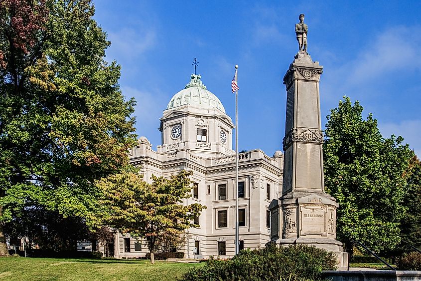 The Monroe County Courthouse in Bloomington, Indiana.