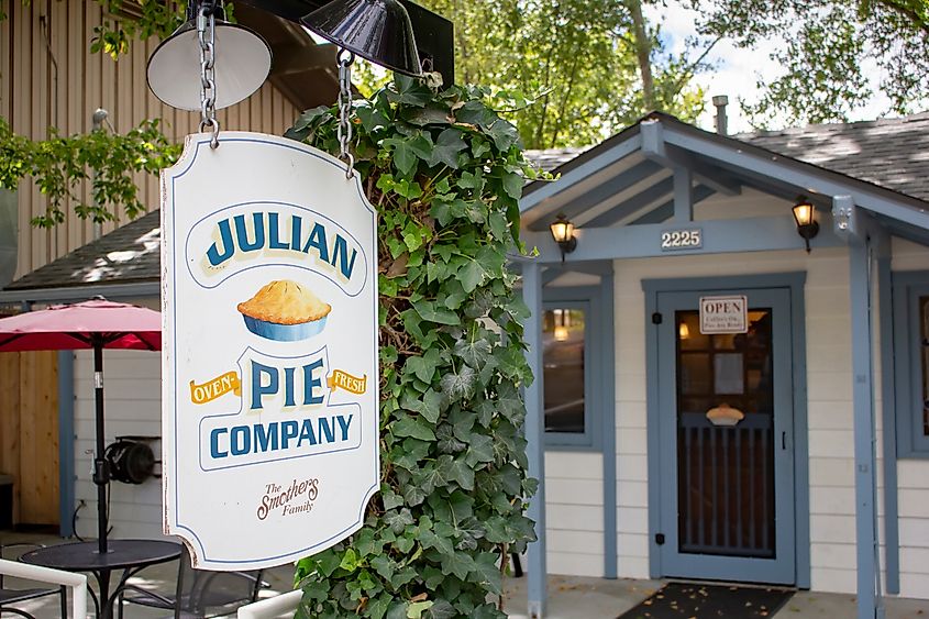 View of a sign for the Julian Pie Company