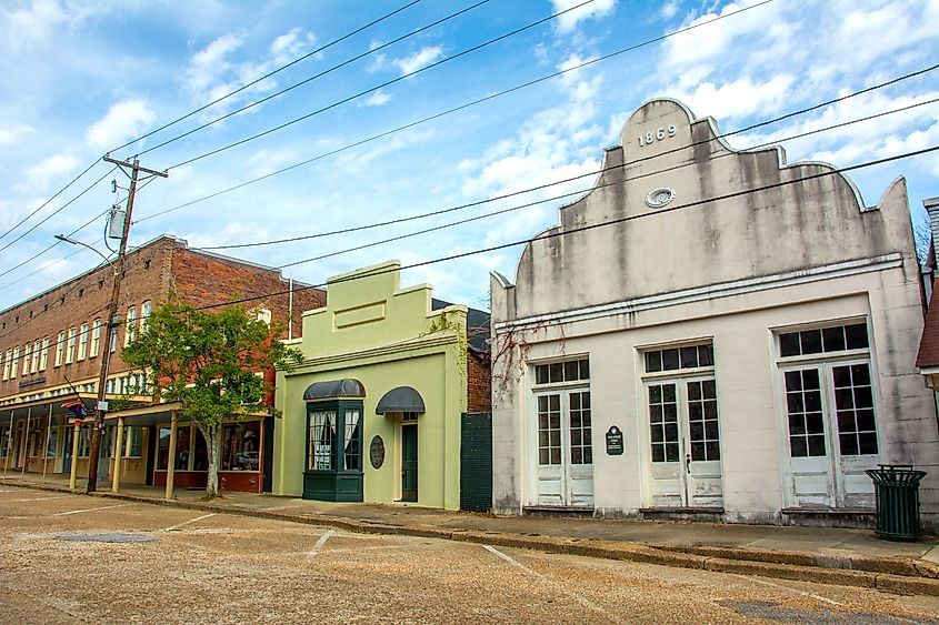 Downtown Woodville, Mississippi.