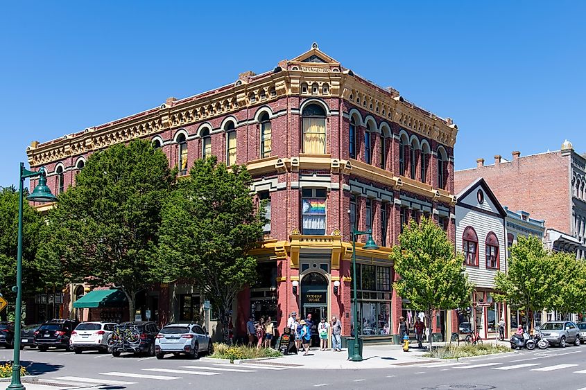 ; View of downtown Water Street in Port Townsend Historic District lined with well-preserved late 19th-century buildings. Editorial credit: 365 Focus Photography / Shutterstock.com