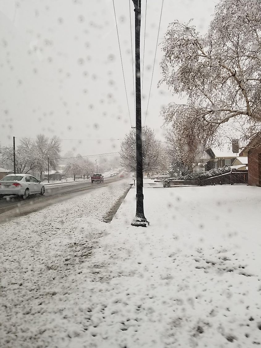 Snowy day in Spanish Fork Utah.