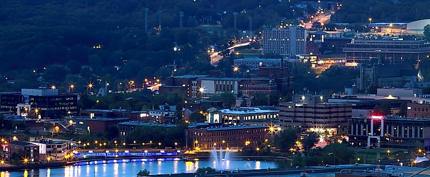 Sherbrooke, Quebec city at night.