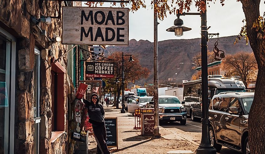 Downtown shops in Moab, Utah.