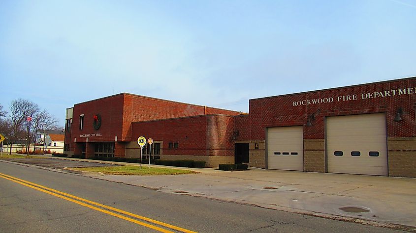 View of the city hall building in Rockwood, Michiganl.