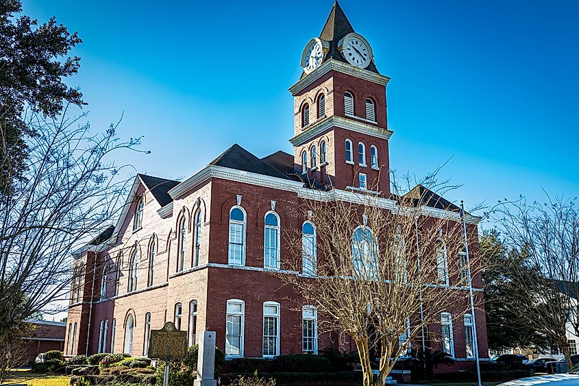 The historic Wayne County Courthouse in Jesup, Georgia.