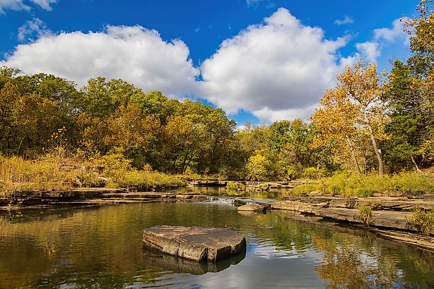 Fall color of the Osage Hills State Park near Pawhuska, Oklahoma.