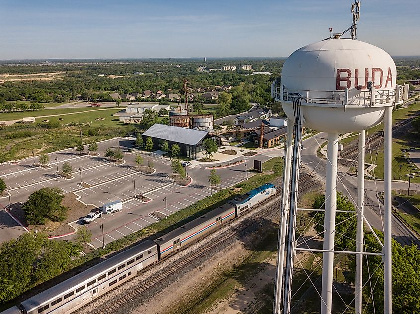 View of downtown Buda in Texas.