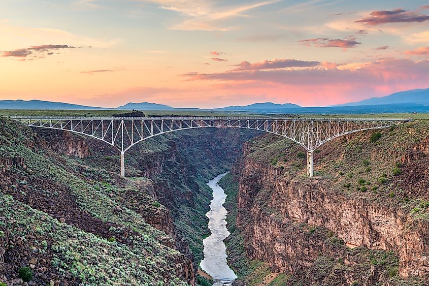 The Rio Grande Gorge Bridge overlooking the Rio Grande.