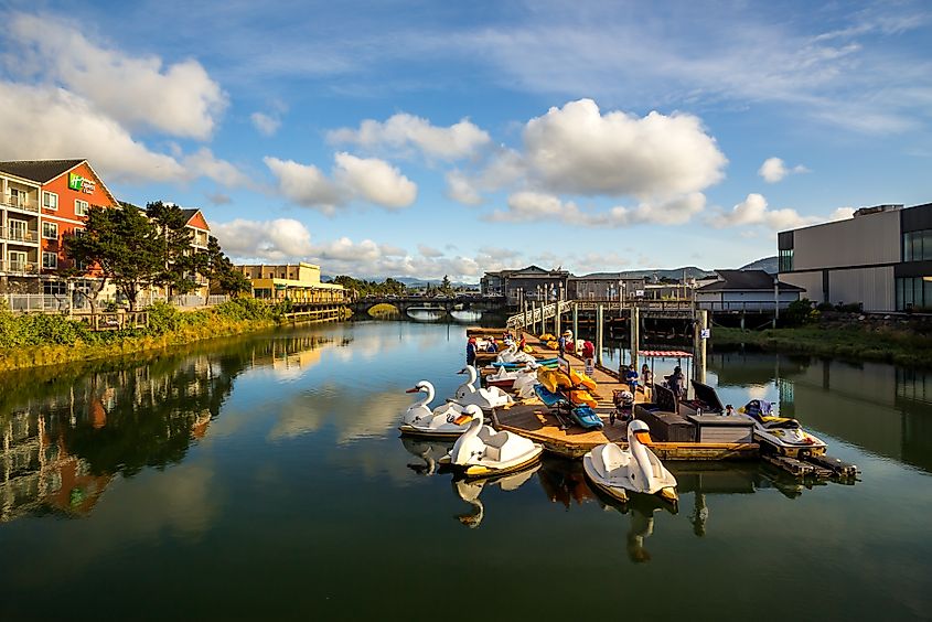 Seaside, Oregon-Boat rental at Necanicum river. 