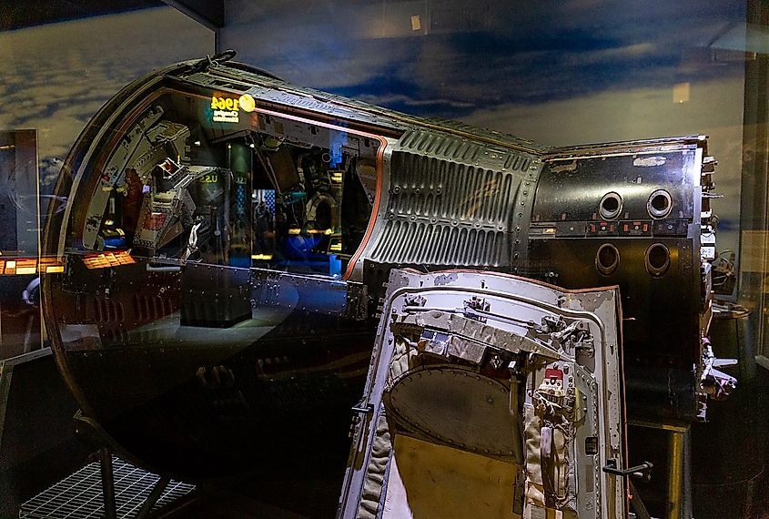 The Gemini 10 capsule on display at the Cosmosphere.