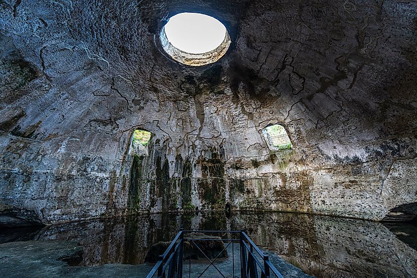 The large dome of the "Temple of Mercury" at the Baia Archaeology Park in Naples, Italy.