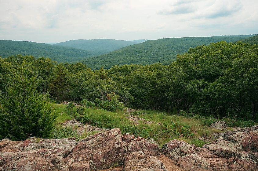 Taum Sauk Mountain, the highest point in Missouri, located in the St. Francois Mountains in Missouri.