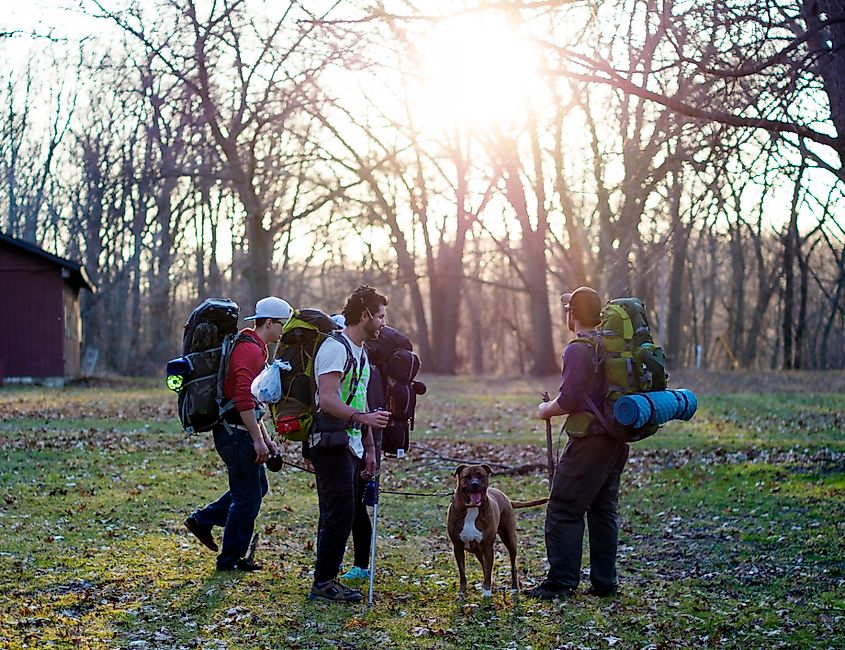 Hikers at the Pontiac Lake Recreation Area, Michigan