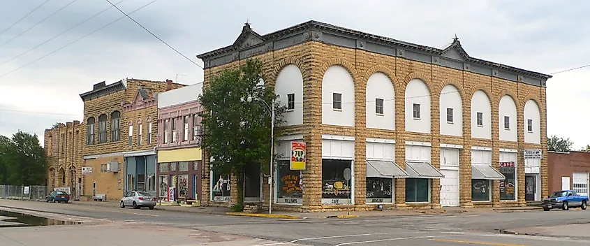 The downtown historic district in Wilson, Kansas.