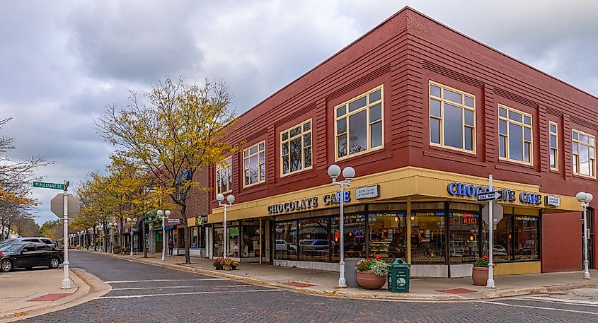 Buildings along State Street in St. Joseph, Michigan.