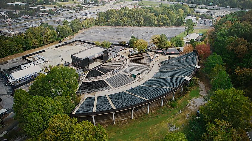 Top view of the Oak Mountain Amphitheatre in Pelham, Alabama. Editorial credit: Arctyx Creative Studios / Shutterstock.com