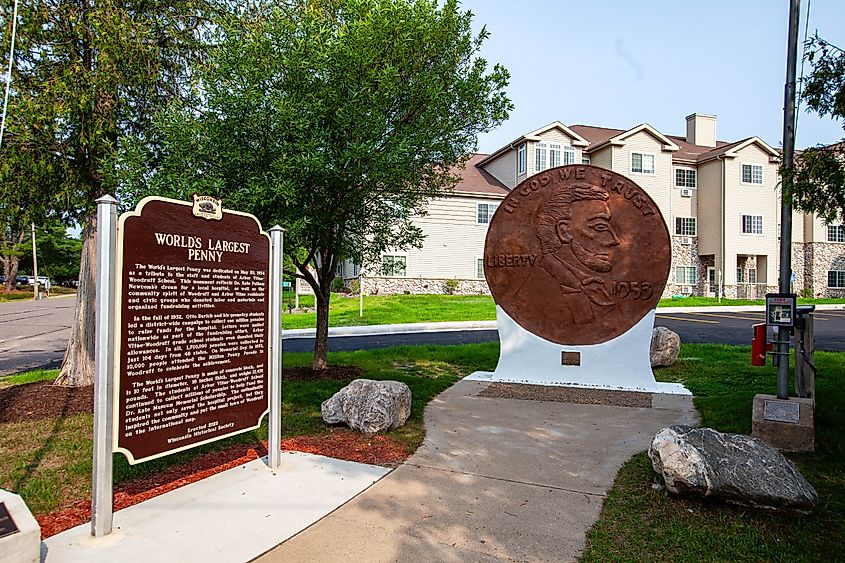 The World's Largest Penny in Woodruff, Wisconsin.