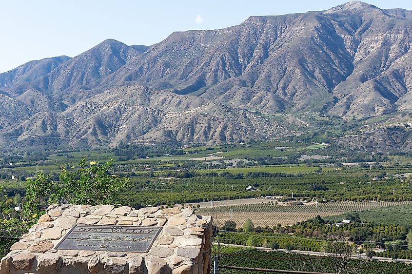 The Ojai Valley from Ojai in California.