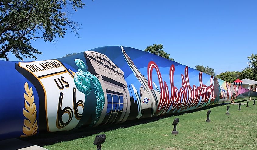 Heritage park in Weatherford, Oklahoma is a beautiful attraction for the old route 66 travellers.